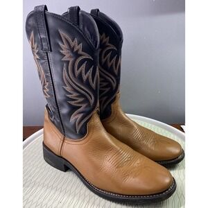 Laredo Men's Leather Black&Tan Western Cowboy Riding Boots Rodeo Sz. 11 D